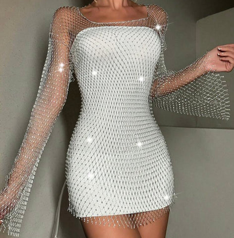 Full Rhinestone Net Dress